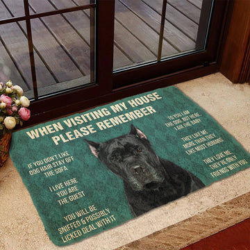 Gearhumans 3D Please Remember Cane Corso Dogs House Rules Custom Doormat