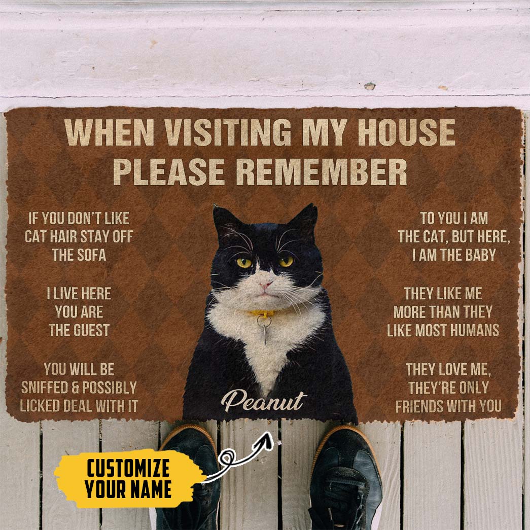 Gearhumans 3D Please Remember Cats House Rule Custom Photo Custom Name Doormat GW0107214 Doormat 