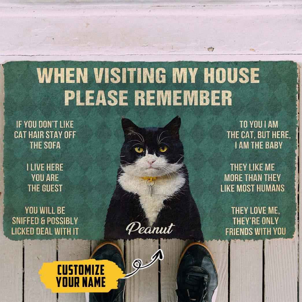 Gearhumans 3D Please Remember Cats House Rules Custom Name Custom Photo Doormat GS1006218 Doormat 