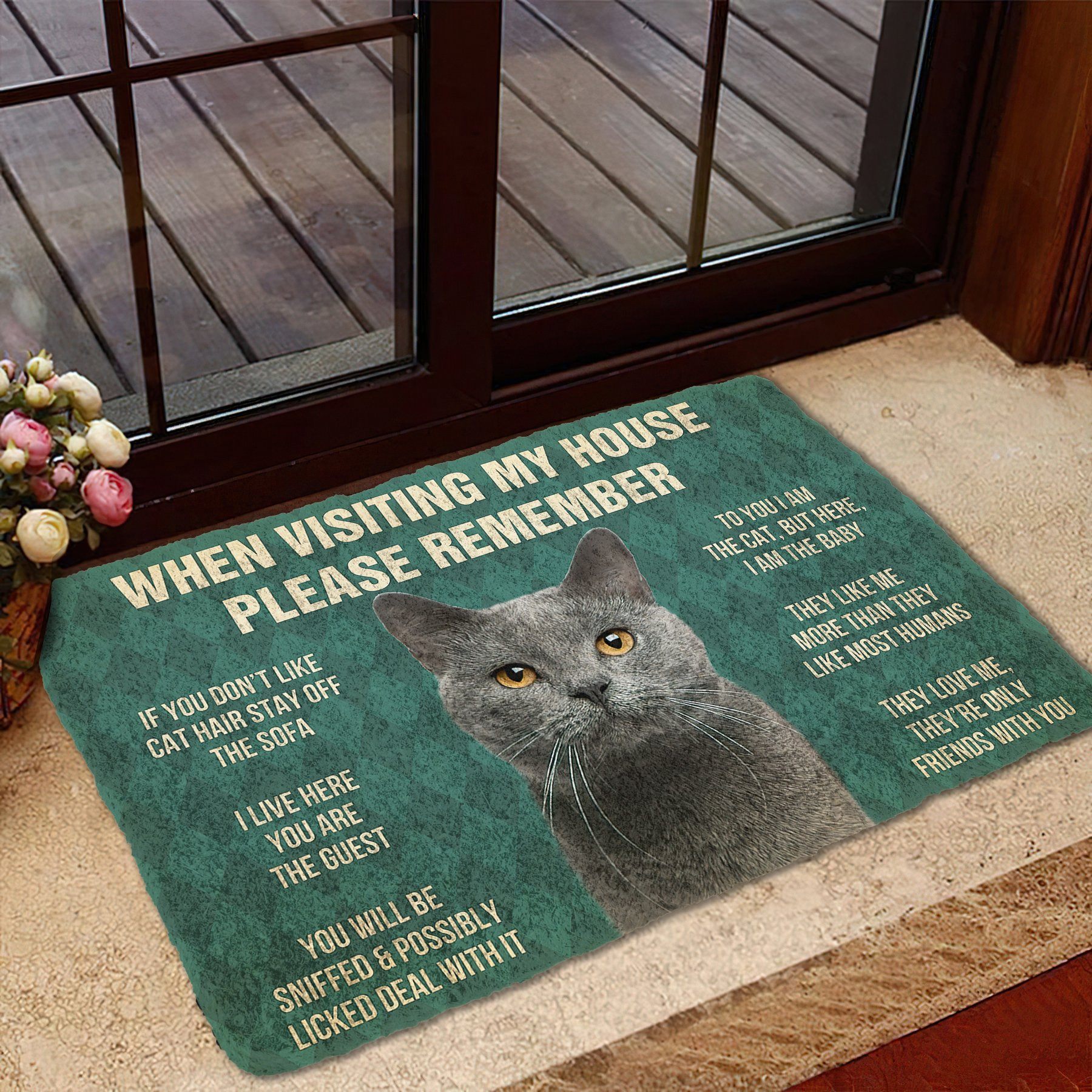 Gearhumans 3D Please Remember Chartreux Cats House Rules Custom Doormat GS0605217 Doormat 