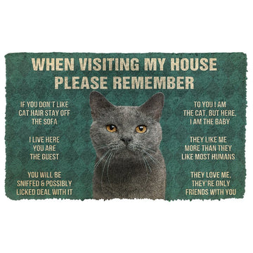 Gearhumans 3D Please Remember Chartreux Cats House Rules Custom Doormat