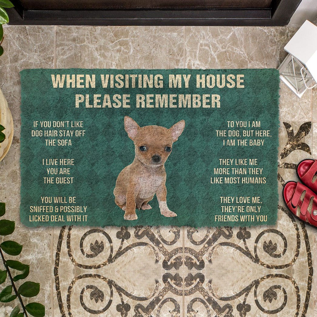 Gearhumans 3D Please Remember Chihuahua Puppy Dogs House Rules Custom Doormat GO18052113 Doormat 