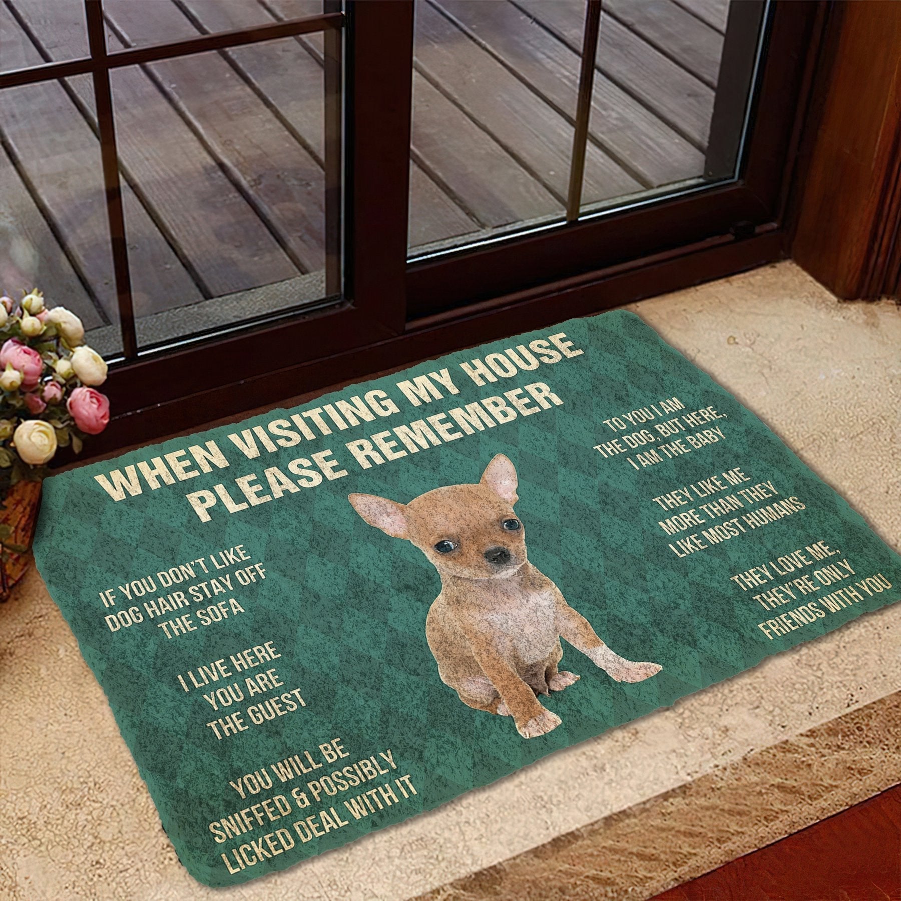 Gearhumans 3D Please Remember Chihuahua Puppy Dogs House Rules Custom Doormat GO18052113 Doormat 