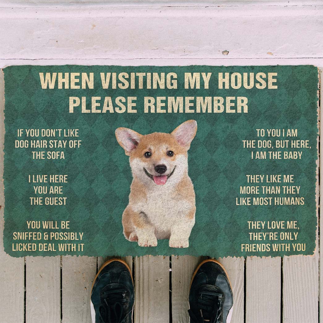 Gearhumans 3D Please Remember Corgi Puppy Dogs House Rules Custom Doormat GO18052112 Doormat 
