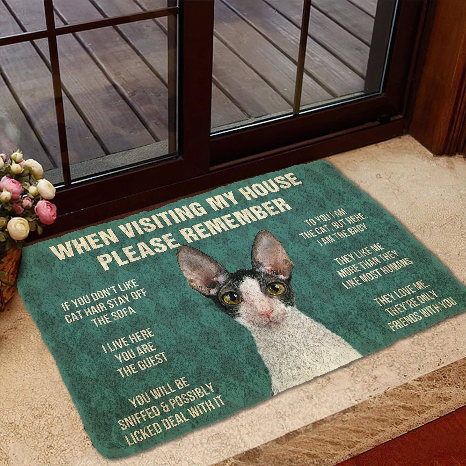 Gearhumans 3D Please Remember Cornish Rex Cats House Rules Custom Doormat GS1005212 Doormat 