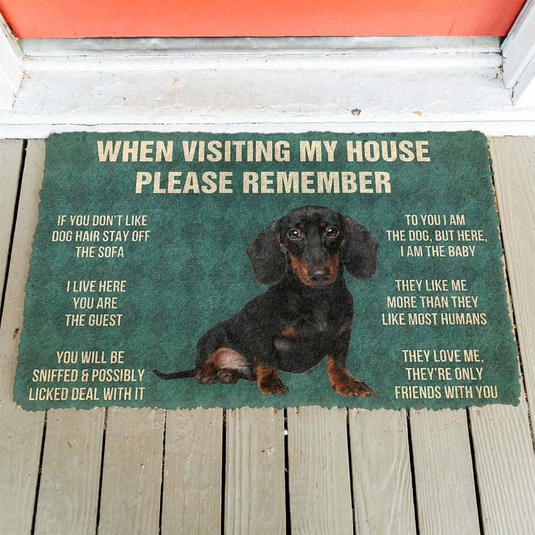 Gearhumans 3D Please Remember Dachshunds Puppy Dogs House Rules Custom Doormat GO07052131 Doormat 