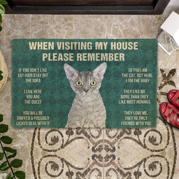 Gearhumans 3D Please Remember Devon Rex Cats House Rules Custom Doormat