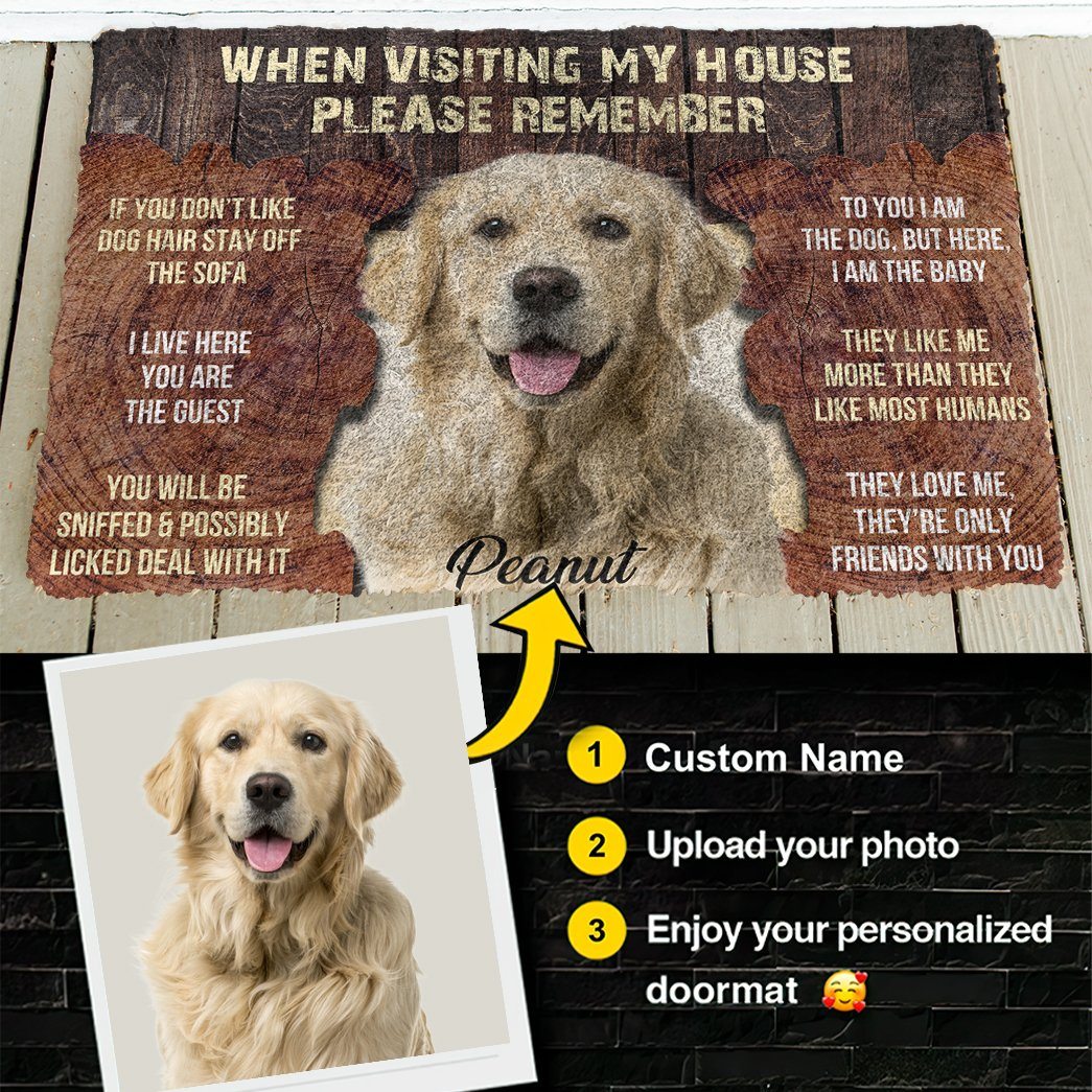 Gearhumans 3D Please Remember Dogs House Rule Custom Photo Custom Name Doormat GW0107215 Doormat Custom Photo S(15,8 inch x 23,6 inch) 