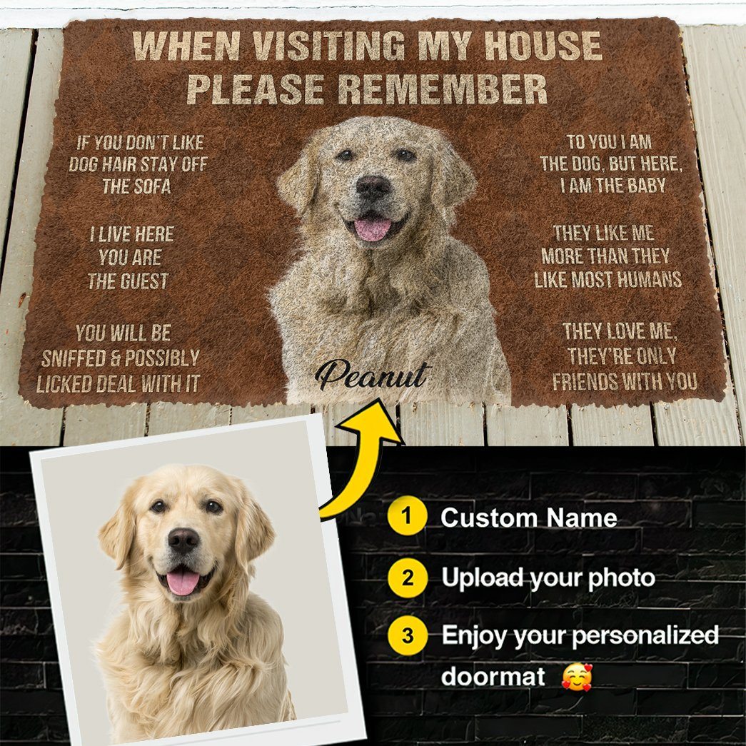 Gearhumans 3D Please Remember Dogs House Rule Custom Photo Custom Name Doormat GW0107216 Doormat Custom Photo S(15,8 inch x 23,6 inch) 