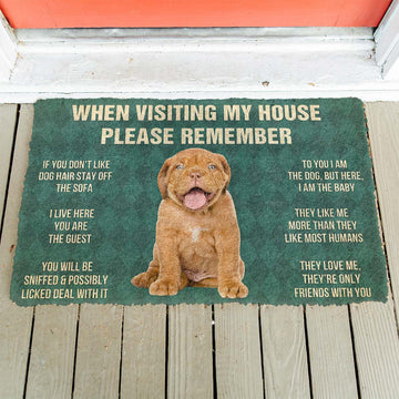 Gearhumans 3D Please Remember Dogue de Bordeaux Puppy Dogs House Rules Custom Doormat
