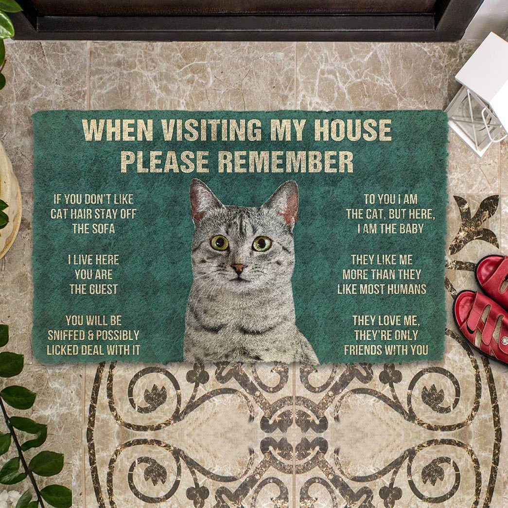 Gearhumans 3D Please Remember Egyptian Mau Cats House Rules Custom Doormat GS1005217 Doormat 