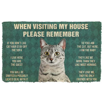 Gearhumans 3D Please Remember Egyptian Mau Cats House Rules Custom Doormat