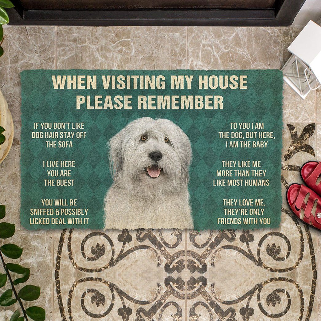 Gearhumans 3D Please Remember English Sheepdog House Rules Custom Doormat GW19045 Doormat 