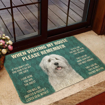 Gearhumans 3D Please Remember English Sheepdog House Rules Custom Doormat