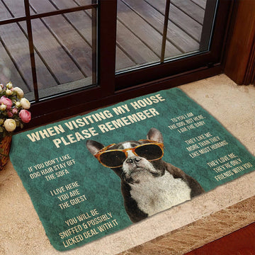 Gearhumans 3D Please Remember French Bulldog With Glasses Dogs House Rules Custom Doormat