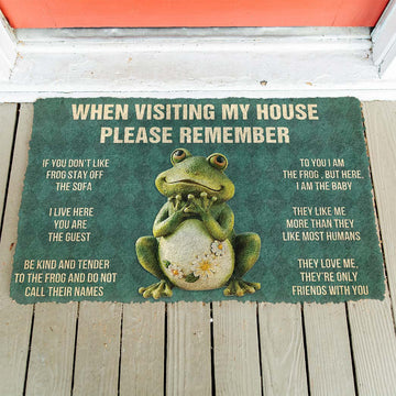 Gearhumans 3D Please Remember Frog House Rules Custom Doormat