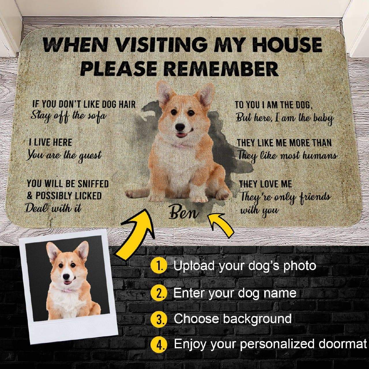 Gearhumans 3D Please Remember Golden Retriever Dog's House Rules Custom Doormat GW220131 Doormat 