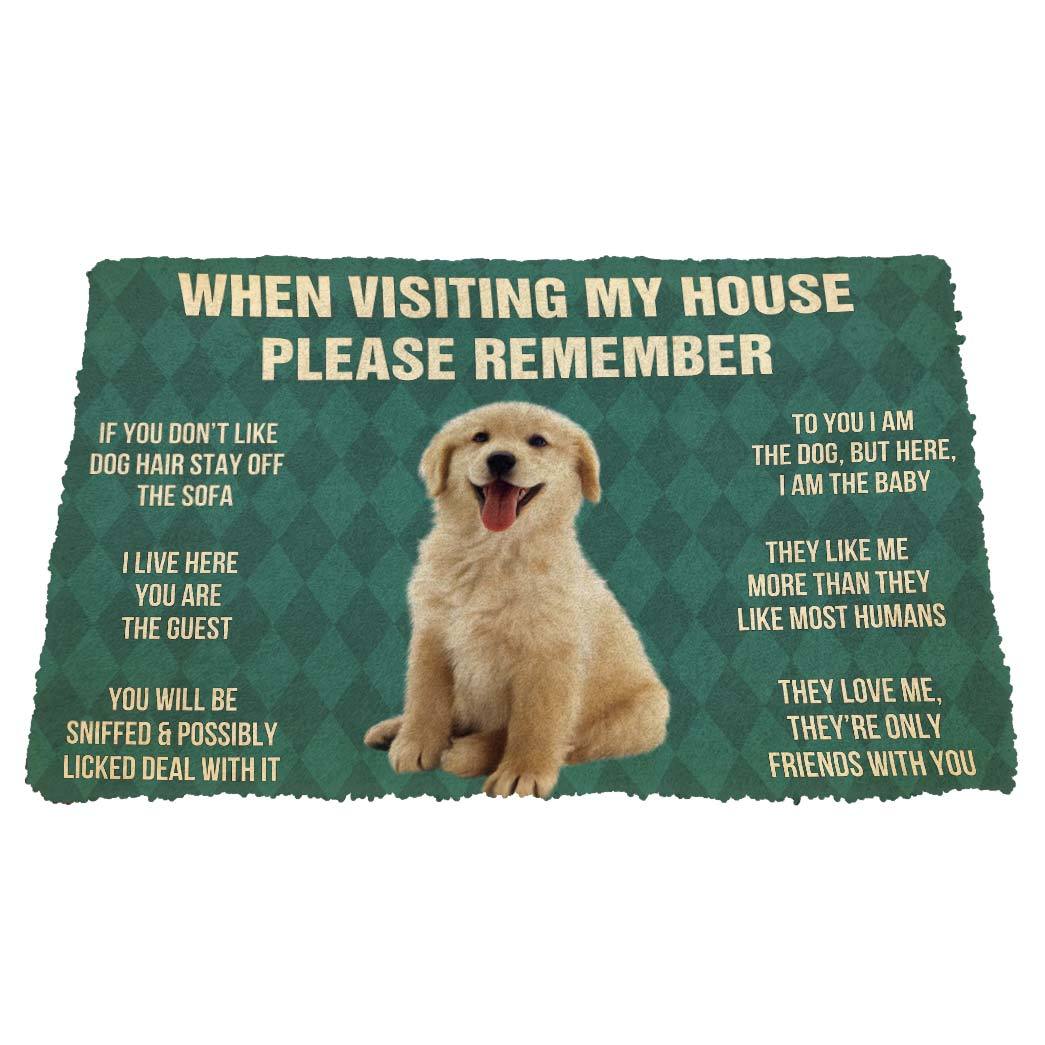 Gearhumans 3D Please Remember Golden Retrievier Puppy Dogs House Rules Custom Doormat GO07052124 Doormat 