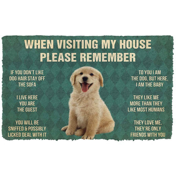 Gearhumans 3D Please Remember Golden Retrievier Puppy Dogs House Rules Custom Doormat GO07052124 Doormat Doormat S(15,8inchx23,6inch) 