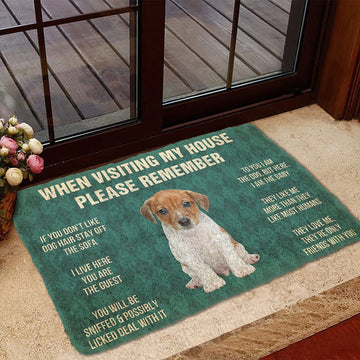 Gearhumans 3D Please Remember Jack Russell Terrier Puppy Dogs House Rules Custom Doormat
