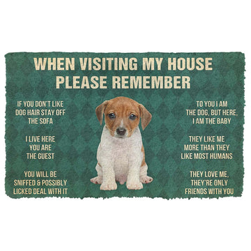 Gearhumans 3D Please Remember Jack Russell Terrier Puppy Dogs House Rules Custom Doormat