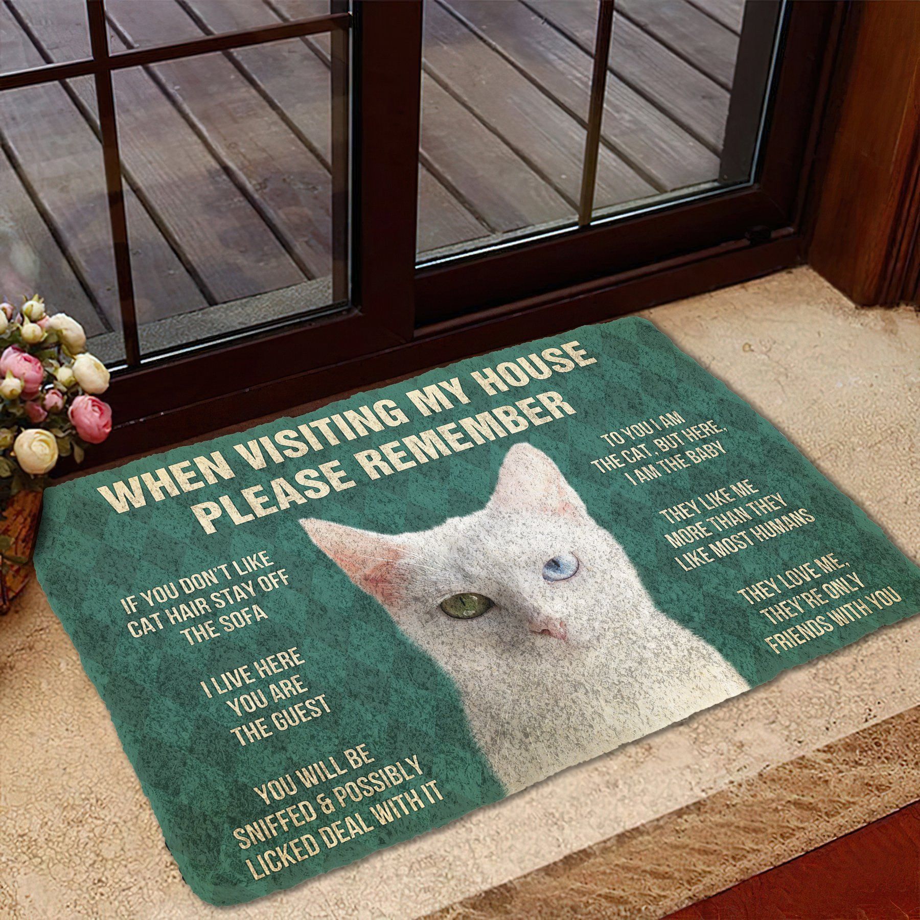 Gearhumans 3D Please Remember Khao Manee Cats House Rules Custom Doormat GS1005214 Doormat 