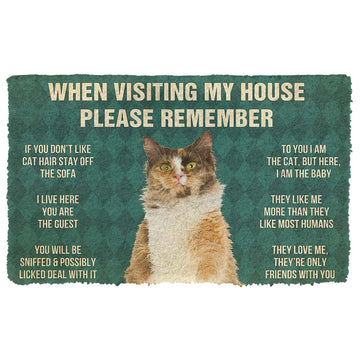Gearhumans 3D Please Remember LaPerm Cats House Rules Custom Doormat