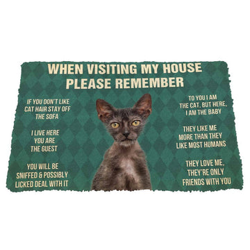 Gearhumans 3D Please Remember Lykoi Cats House Rules Custom Doormat