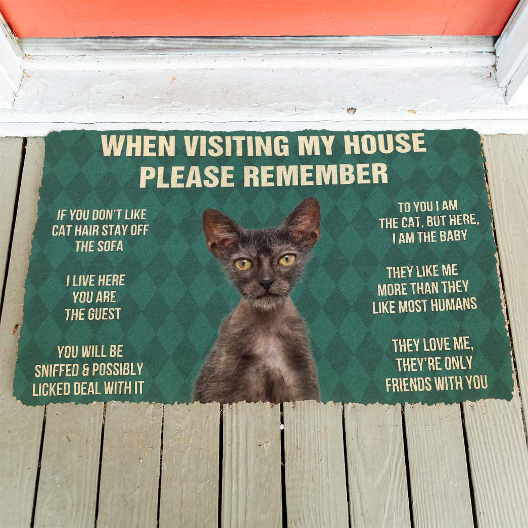 Gearhumans 3D Please Remember Lykoi Cats House Rules Custom Doormat GS09062122 Doormat 