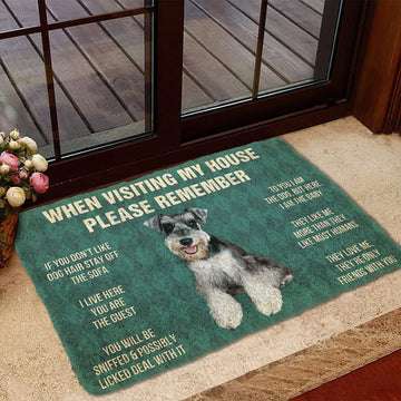 Gearhumans 3D Please Remember Miniature Schnauzer Puppy Dogs House Rules Custom Doormat