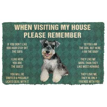 Gearhumans 3D Please Remember Miniature Schnauzer Puppy Dogs House Rules Custom Doormat
