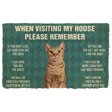 Gearhumans 3D Please Remember Ocicat Cats House Rules Custom Doormat