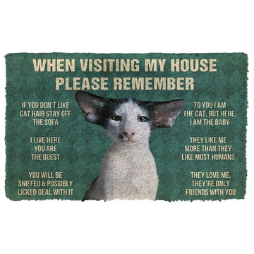 Gearhumans 3D Please Remember Oriental Shorthair Cats House Rules Custom Doormat GS1005215 Doormat Doormat S(15,8inchx23,6inch) 