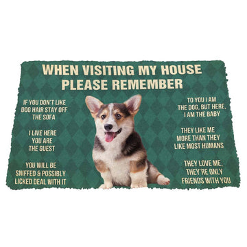 Gearhumans 3D Please Remember Pembroke Welsh Corgi Puppy Dogs House Rules Custom Doormat