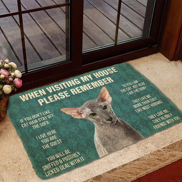 Gearhumans 3D Please Remember Peterbald Cats House Rules Custom Doormat