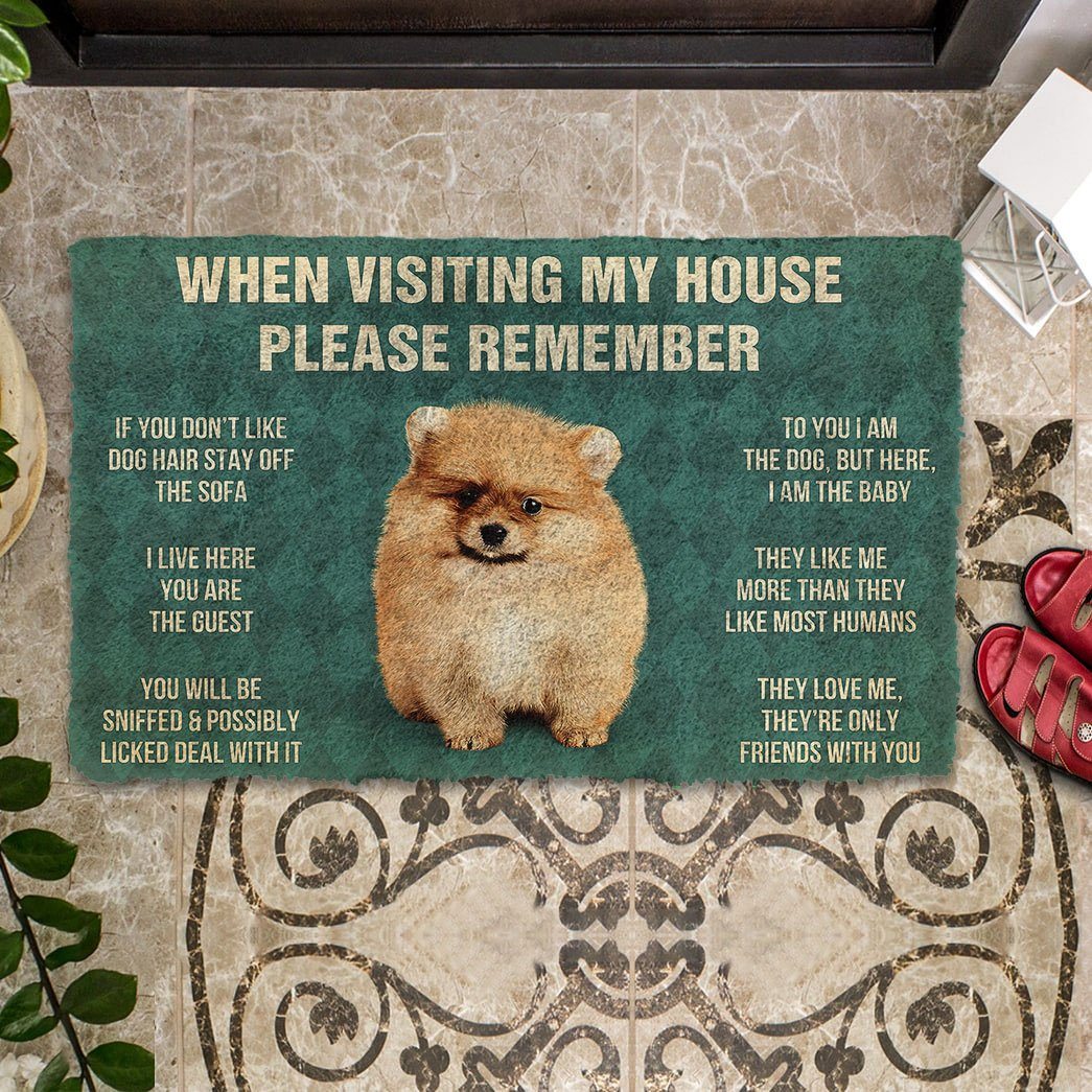 Gearhumans 3D Please Remember Pomeranian Puppy Dogs House Rules Custom Doormat GO18052114 Doormat 