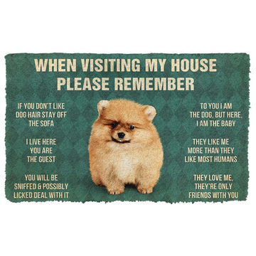 Gearhumans 3D Please Remember Pomeranian Puppy Dogs House Rules Custom Doormat