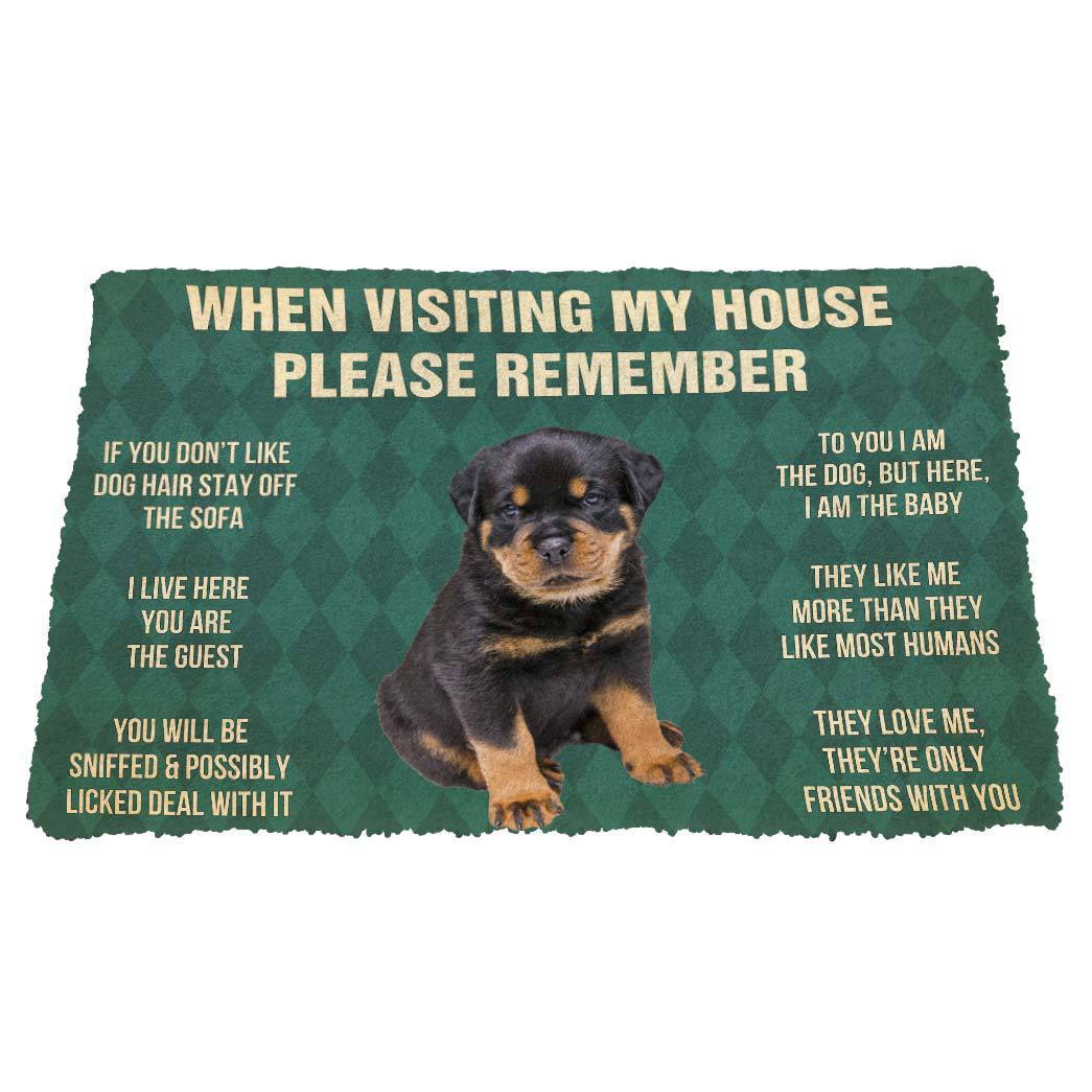 Gearhumans 3D Please Remember Rottweiler Puppy Dogs House Rules Custom Doormat GO17052118 Doormat 