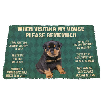 Gearhumans 3D Please Remember Rottweiler Puppy Dogs House Rules Custom Doormat