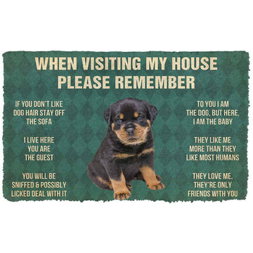 Gearhumans 3D Please Remember Rottweiler Puppy Dogs House Rules Custom Doormat