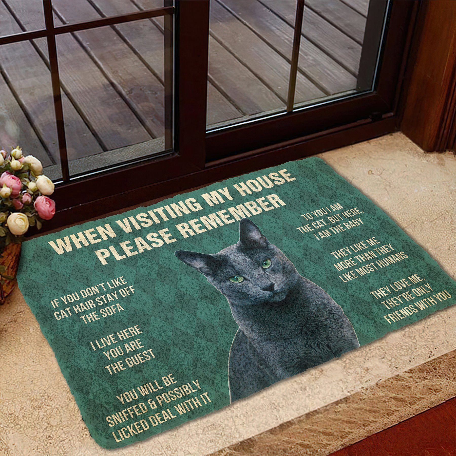 Gearhumans 3D Please Remember Russian Blue Cat House Rules Custom Doormat GS0605213 Doormat 