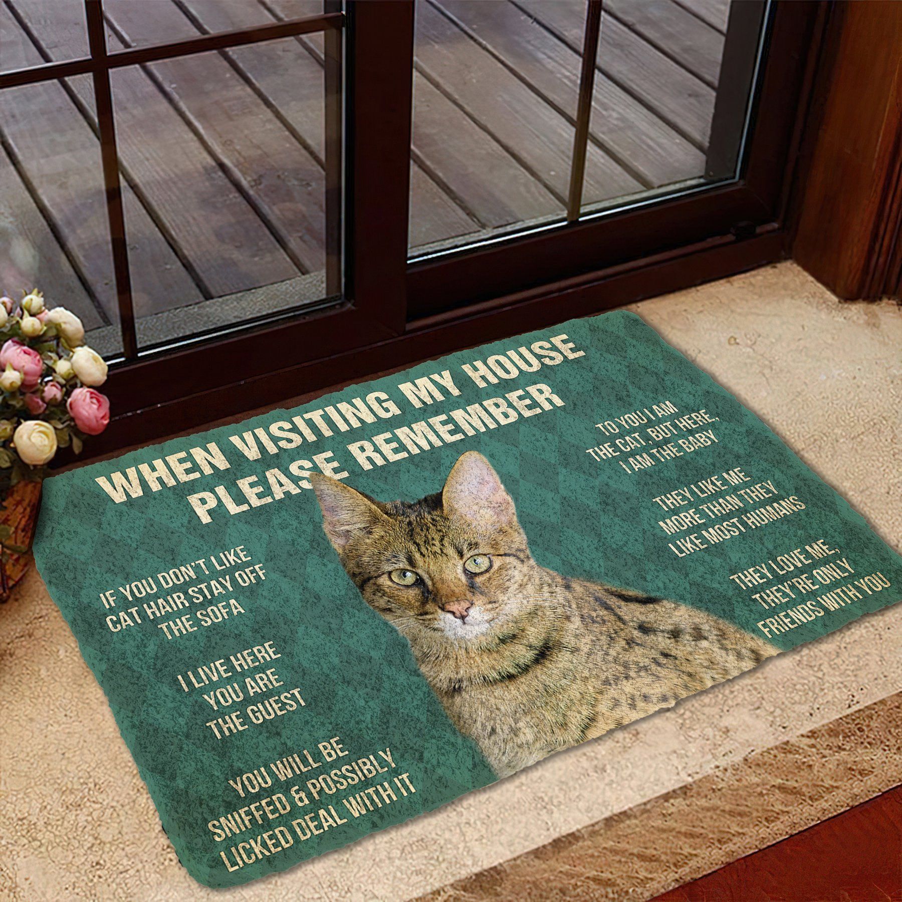 Gearhumans 3D Please Remember Savannah Cat House Rules Custom Doormat GS0605214 Doormat 