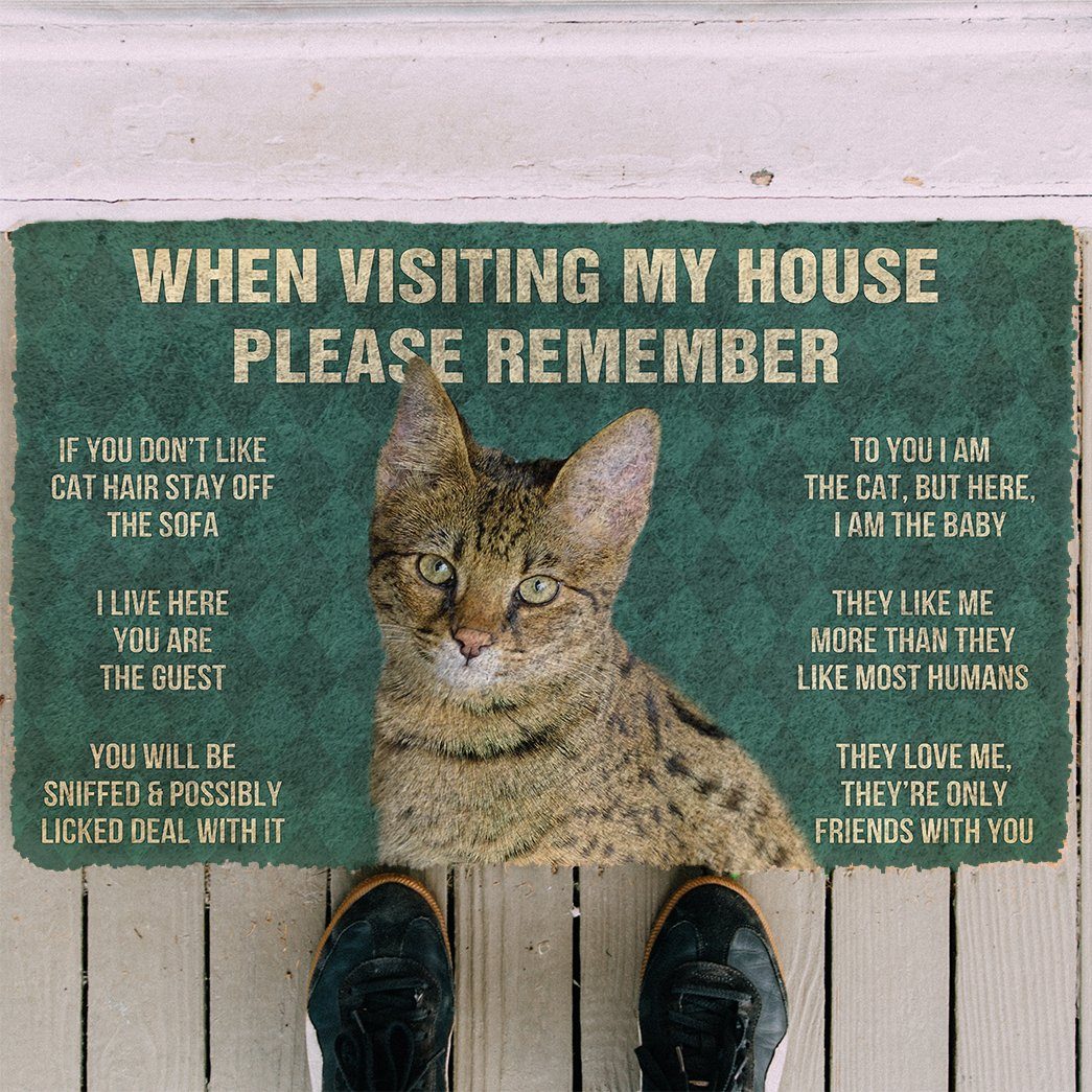 Gearhumans 3D Please Remember Savannah Cat House Rules Custom Doormat GS0605214 Doormat 