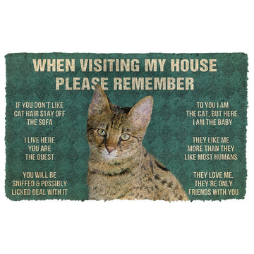 Gearhumans 3D Please Remember Savannah Cat House Rules Custom Doormat