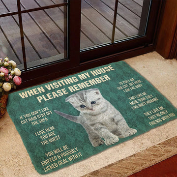 Gearhumans 3D Please Remember Scottish Fold Kitten Cats House Rules Custom Doormat