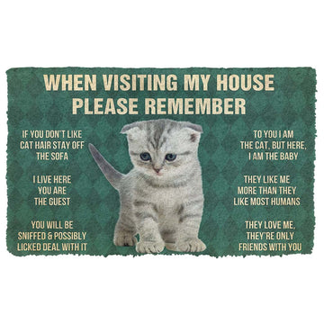 Gearhumans 3D Please Remember Scottish Fold Kitten Cats House Rules Custom Doormat