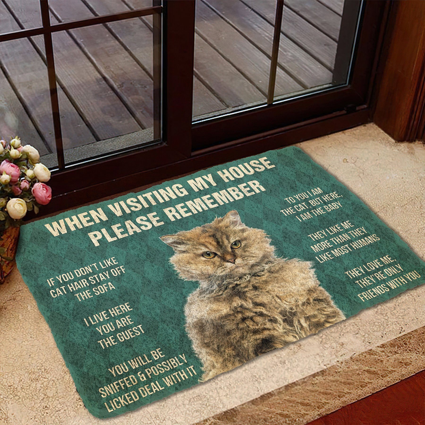 Gearhumans 3D Please Remember Selkirk Rex Cat House Rules Custom Doormat GS07052123 Doormat 