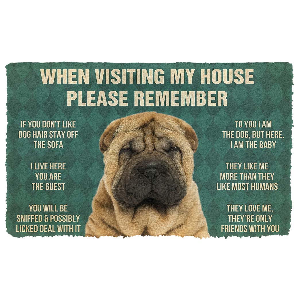 Gearhumans 3D Please Remember Sharpei House Rules Custom Doormat GW19048 Doormat Doormat S(15,8''x23,6'') 