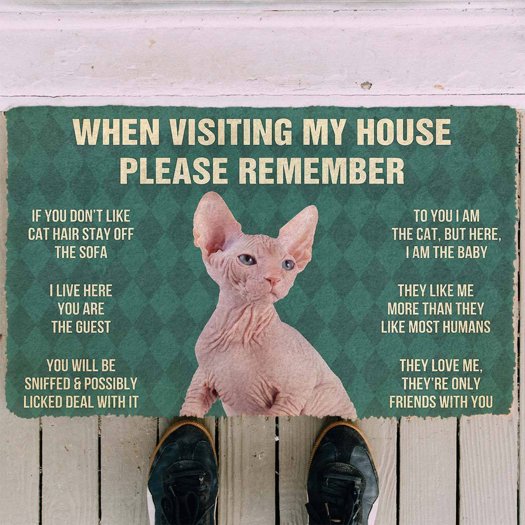 Gearhumans 3D Please Remember Sphynx Kitten Cats House Rules Custom Doormat GO10052126 Doormat 