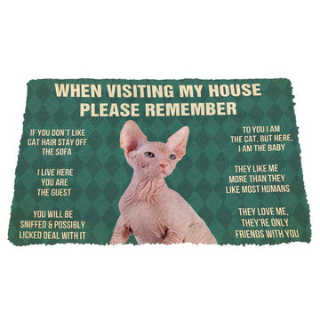 Gearhumans 3D Please Remember Sphynx Kitten Cats House Rules Custom Doormat